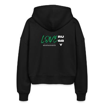 Love rugby green - Stanley/Stella Boxy Women’s Organic Zip Hoodie Ida - black - Back - AI Model Female 172 light (172cm)