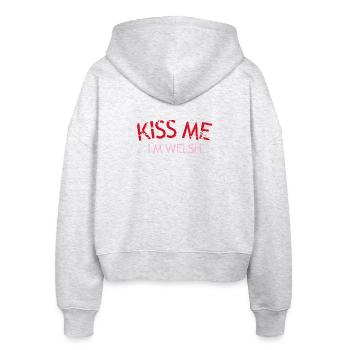 Küss mich, ich bin Waliser - Stanley/Stella Boxy Frauen Bio Zip Hoodie Ida - Weiß meliert - Hinten - AI Model Female 172 dark (172cm)