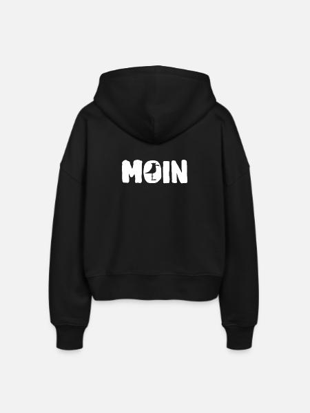 Moin mit die Möwe - Stanley/Stella Boxy Frauen Bio Zip Hoodie Ida - Schwarz
