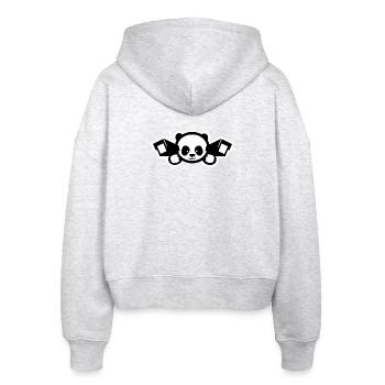 Panda de surveillance mignon – Ironie politique - Veste à capuche bio Ida Stanley/Stella Femme - blanc chiné - Dos - AI Model Female 172 dark (172cm)