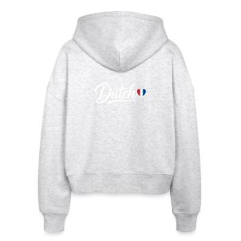 Écriture néerlandaise avec cœur de drapeau Éventail patriotique - Veste à capuche bio Ida Stanley/Stella Femme - blanc chiné - Dos - AI Model Female 172 dark (172cm)