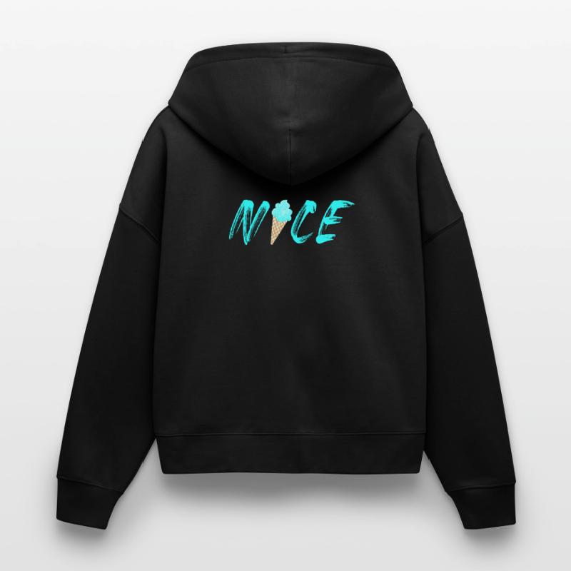 nice hellblau Eis Waffel Eistüte cool Eiscreme Stanley/Stella Boxy Frauen Bio Zip Hoodie Ida