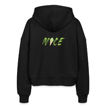 nice Eis Pistazie Eiswaffel coole Sprüche Eistüte - Stanley/Stella Boxy Frauen Bio Zip Hoodie Ida - Schwarz - Hinten - AI Model Female 172 light (172cm)