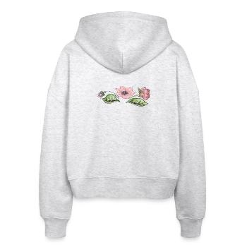Blütenranke - Stanley/Stella Boxy Frauen Bio Zip Hoodie Ida - Weiß meliert - Hinten - AI Model Female 172 dark (172cm)
