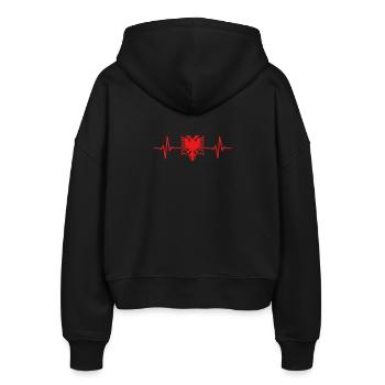 Albanien Herzschlag Albanischer Adler - Stanley/Stella Boxy Frauen Bio Zip Hoodie Ida - Schwarz - Hinten - AI Model Female 172 light (172cm)