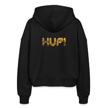 HUP im Blumenfeld - Stanley/Stella Boxy Frauen Bio Zip Hoodie Ida - Schwarz - Hinten - AI Model Female 172 light (172cm)