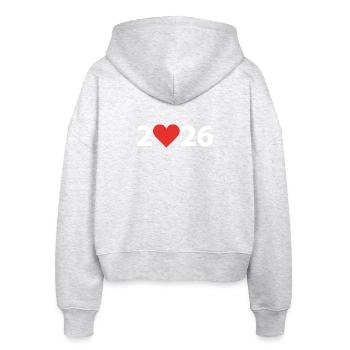 Cœur 2026, Année de naissance 2026, Amour 2026 - Veste à capuche bio Ida Stanley/Stella Femme - blanc chiné - Dos - AI Model Female 172 dark (172cm)