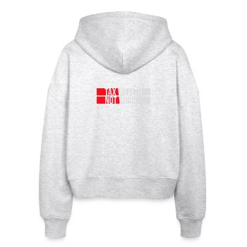 Tax Wealth Not Work Progressiv Politik Wirtschaft - Stanley/Stella Boxy Frauen Bio Zip Hoodie Ida - Weiß meliert - Hinten - AI Model Female 172 dark (172cm)