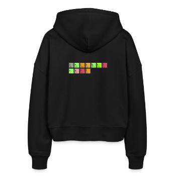 shirt_intelligenzbestie_pixel - Stanley/Stella Boxy Frauen Bio Zip Hoodie Ida - Schwarz - Hinten - AI Model Female 172 light (172cm)