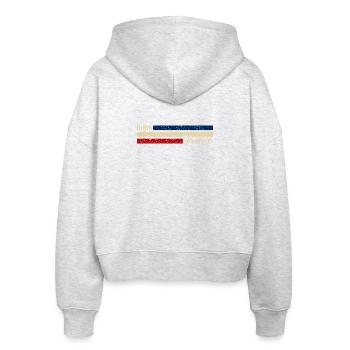 France - Dijon - Frankreich - Flagge - Streifen - Stanley/Stella Boxy Frauen Bio Zip Hoodie Ida - Weiß meliert - Hinten - AI Model Female 172 dark (172cm)