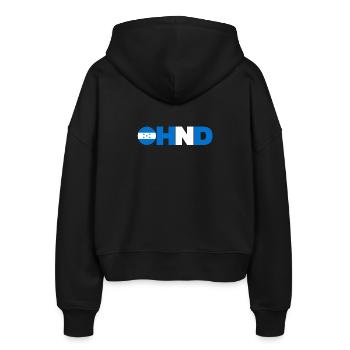 Honduras - Stanley/Stella Boxy Frauen Bio Zip Hoodie Ida - Schwarz - Hinten - AI Model Female 172 light (172cm)
