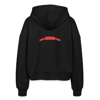 2026 Outline - Stanley/Stella Boxy Women’s Organic Zip Hoodie Ida - black - Back - AI Model Female 172 light (172cm)