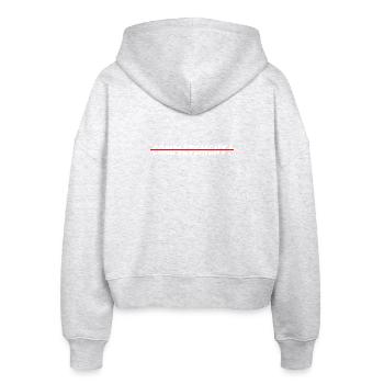 VÖLLIG VERRÜCKT! - unkonventioneller grafischer Humor - Stanley/Stella Boxy Frauen Bio Zip Hoodie Ida - Weiß meliert - Hinten - AI Model Female 172 dark (172cm)
