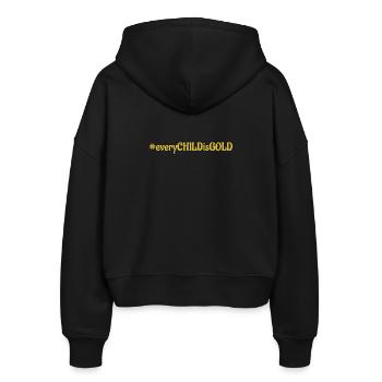 #everyCHILDisGOLD - Stanley/Stella Boxy Frauen Bio Zip Hoodie Ida - Schwarz - Hinten - AI Model Female 172 light (172cm)