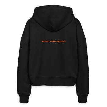 Bitcoin over Sh!tcoin - Stanley/Stella Boxy Frauen Bio Zip Hoodie Ida - Schwarz - Hinten - AI Model Female 172 light (172cm)