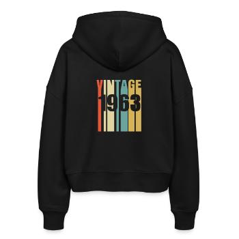 Vintage 1963 Retro - Stanley/Stella Boxy Women’s Organic Zip Hoodie Ida - black - Back - AI Model Female 172 light (172cm)