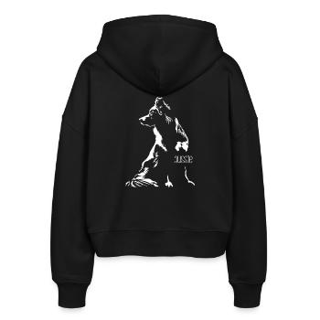 Aussie Silhouette Australian Shepherd Wilsigns - Stanley/Stella Boxy Frauen Bio Zip Hoodie Ida - Schwarz - Hinten - AI Model Female 172 light (172cm)