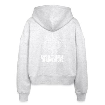 Expose Yourself To Adventure - Stanley/Stella Boxy Frauen Bio Zip Hoodie Ida - Weiß meliert - Hinten - AI Model Female 172 dark (172cm)