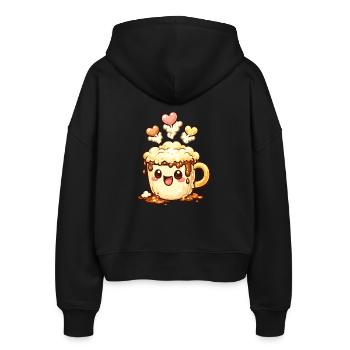 Cœur de tasse de café sourire latte - Veste à capuche bio Ida Stanley/Stella Femme - noir - Dos - AI Model Female 172 light (172cm)