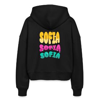 Sofia Name  - Stanley/Stella Boxy Frauen Bio Zip Hoodie Ida - Schwarz - Hinten - AI Model Female 172 light (172cm)