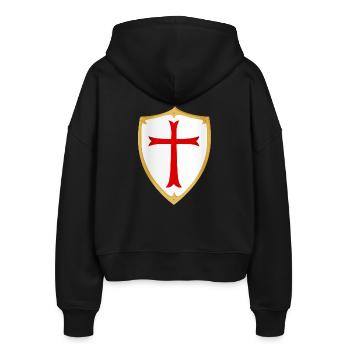 Kreuzritter Schild - Stanley/Stella Boxy Frauen Bio Zip Hoodie Ida - Schwarz - Hinten - AI Model Female 172 light (172cm)