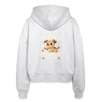 Dog Life Chose Me Cartoon Pup - Stanley/Stella Boxy Women’s Organic Zip Hoodie Ida - heather white - Back - AI Model Female 172 dark (172cm)