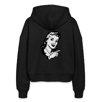 Frau Retro - Stanley/Stella Boxy Frauen Bio Zip Hoodie Ida - Schwarz - Hinten - AI Model Female 172 light (172cm)