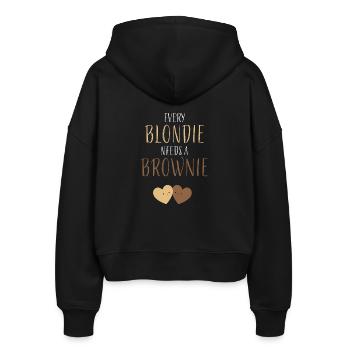 Every Blondie needs a Brownie - Stanley/Stella Boxy Frauen Bio Zip Hoodie Ida - Schwarz - Hinten - AI Model Female 172 light (172cm)