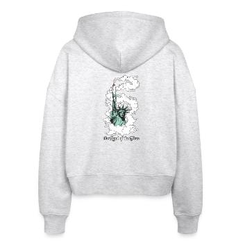 the Land of the Free - Stanley/Stella Boxy Frauen Bio Zip Hoodie Ida - Weiß meliert - Hinten - AI Model Female 172 dark (172cm)