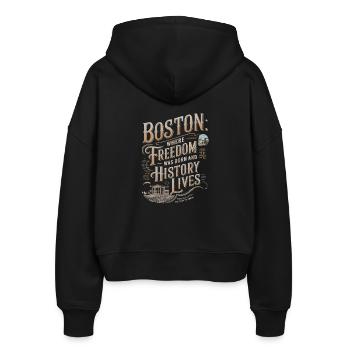 Boston: Wo die Freiheit geboren wurde und die Geschichte lebt - Stanley/Stella Boxy Frauen Bio Zip Hoodie Ida - Schwarz - Hinten - AI Model Female 172 light (172cm)