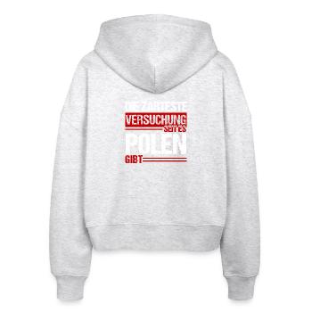 Polen - Zarte Versuchung - Stanley/Stella Boxy Frauen Bio Zip Hoodie Ida - Weiß meliert - Hinten - AI Model Female 172 dark (172cm)