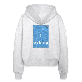 Beijing hipster city map blue - Stanley/Stella Boxy Women’s Organic Zip Hoodie Ida - heather white - Back - AI Model Female 172 dark (172cm)