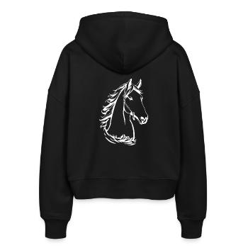 Elegantes Pferd Design Geschenk für Pferdefans  - Stanley/Stella Boxy Frauen Bio Zip Hoodie Ida - Schwarz - Hinten - AI Model Female 172 light (172cm)