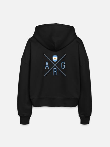 Argentinien Fußball Motiv - Stanley/Stella Boxy Frauen Bio Zip Hoodie Ida - Schwarz