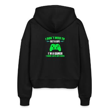 I DON´T NEED TO GET A LIFE I´M A GAMER - Stanley/Stella Boxy Women’s Organic Zip Hoodie Ida - black - Back - AI Model Female 172 light (172cm)