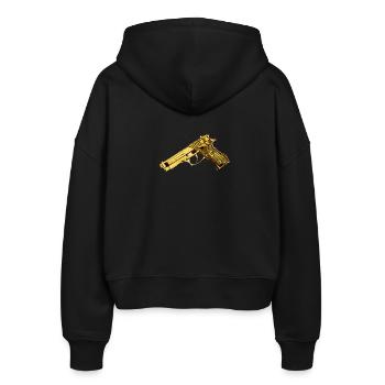 gun - Stanley/Stella Boxy Frauen Bio Zip Hoodie Ida - Schwarz - Hinten - AI Model Female 172 light (172cm)