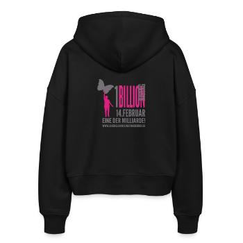 One Billion Rising "eine der Milliarde" - Stanley/Stella Boxy Frauen Bio Zip Hoodie Ida - Schwarz - Hinten - AI Model Female 172 light (172cm)