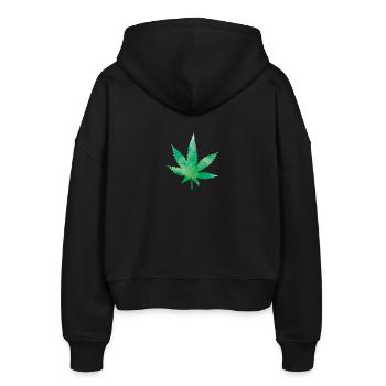 leaf weed - Stanley/Stella Boxy Frauen Bio Zip Hoodie Ida - Schwarz - Hinten - AI Model Female 172 light (172cm)