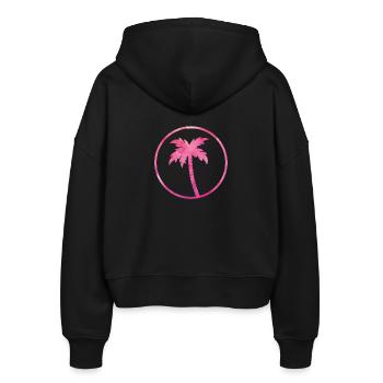 palm tree pink design - Stanley/Stella Boxy Frauen Bio Zip Hoodie Ida - Schwarz - Hinten - AI Model Female 172 light (172cm)