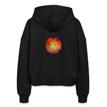 Kosmische Sonnenuntergangsszene - Stanley/Stella Boxy Frauen Bio Zip Hoodie Ida - Schwarz - Hinten - AI Model Female 172 light (172cm)