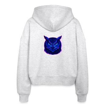 Neonblaue Eule mit intensivem Blick - Stanley/Stella Boxy Frauen Bio Zip Hoodie Ida - Weiß meliert - Hinten - AI Model Female 172 dark (172cm)