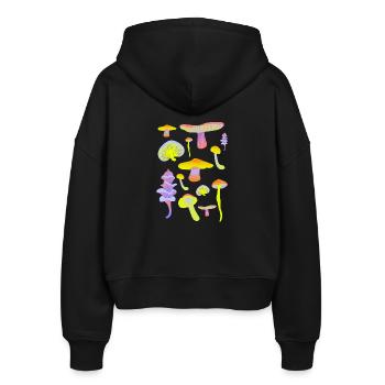 Tropische Pilz-Neon-Palette - Stanley/Stella Boxy Frauen Bio Zip Hoodie Ida - Schwarz - Hinten - AI Model Female 172 light (172cm)