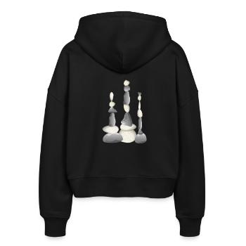 Trois tours de pierre équilibrées de style zen - Veste à capuche bio Ida Stanley/Stella Femme - noir - Dos - AI Model Female 172 light (172cm)
