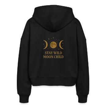 Die drei Mondphasen - Stanley/Stella Boxy Frauen Bio Zip Hoodie Ida - Schwarz - Hinten - AI Model Female 172 light (172cm)