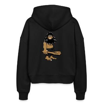 Steinzeitmensch höhlenmensch witzig - Stanley/Stella Boxy Frauen Bio Zip Hoodie Ida - Schwarz - Hinten - AI Model Female 172 light (172cm)