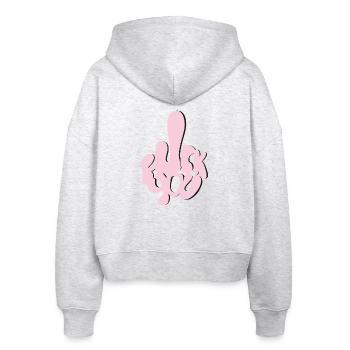 Fuck You in Bubble Letters - Stanley/Stella Boxy Women’s Organic Zip Hoodie Ida - heather white - Back - AI Model Female 172 dark (172cm)