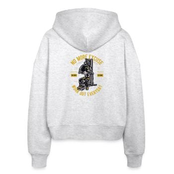 GYM - Stanley/Stella Boxy Frauen Bio Zip Hoodie Ida - Weiß meliert - Hinten - AI Model Female 172 dark (172cm)