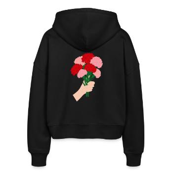 Pour vous- Fleur d’œillet rouge3 - Veste à capuche bio Ida Stanley/Stella Femme - noir - Dos - AI Model Female 172 light (172cm)