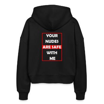 Nackte sicher bei mir - Stanley/Stella Boxy Frauen Bio Zip Hoodie Ida - Schwarz - Hinten - AI Model Female 172 light (172cm)