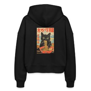 Drôle de chat Ramen Japonais Japon Amoureux - Veste à capuche bio Ida Stanley/Stella Femme - noir - Dos - AI Model Female 172 light (172cm)
